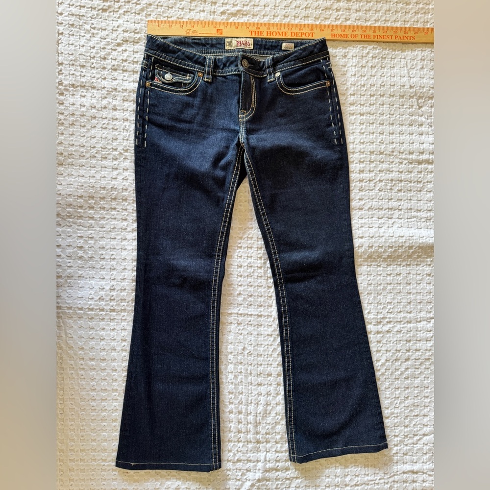 Mek Chicago Boot Cut Jeans Womens 30 Dark Wash Embroidered